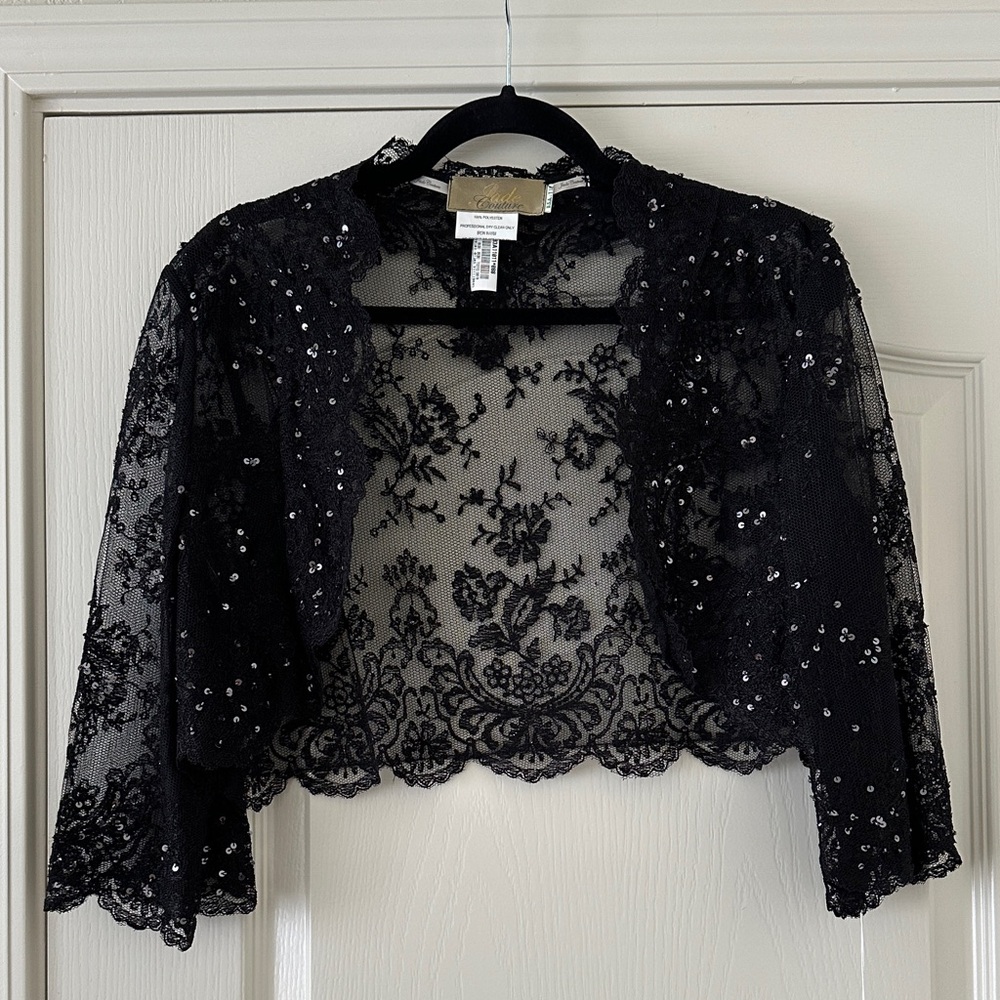 Jade Couture Black Lace Bolero
